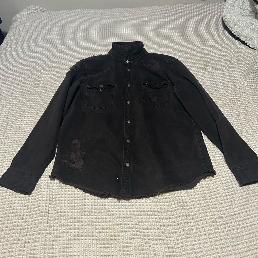 Zara Black Relaxed jean jacket button up